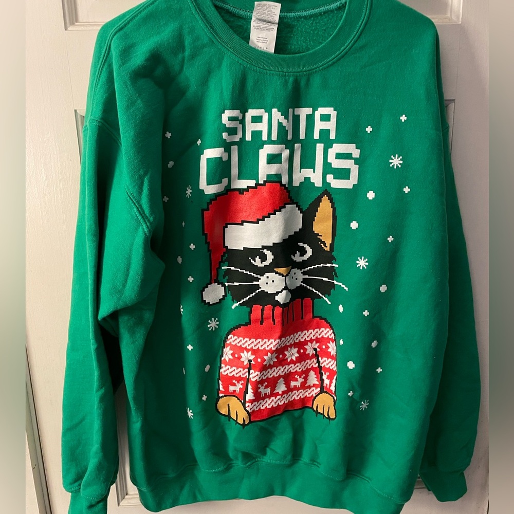 Santa Claws Christmas themed cat sweater